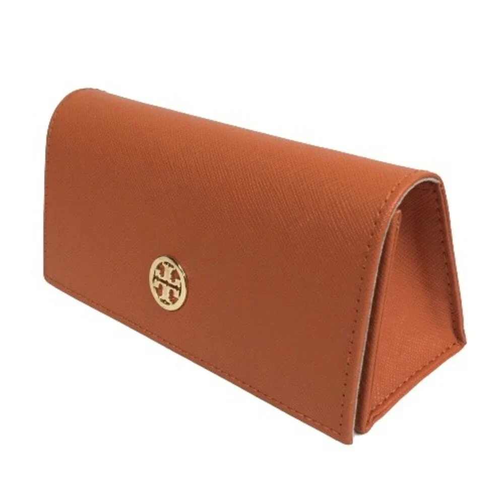 TORY BURCH Eyeglass Case Glasses Sunglasses Orange Gold Logo Holder FALL COLOR